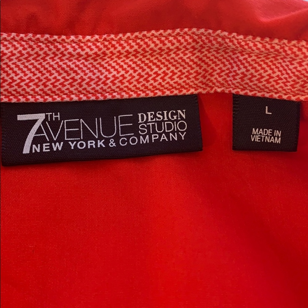 Red Mid Length Button Down Top - Picture 7 of 7